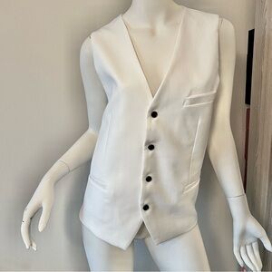 BLITZ MODA Elegant White Men's Vest with Black Buttons